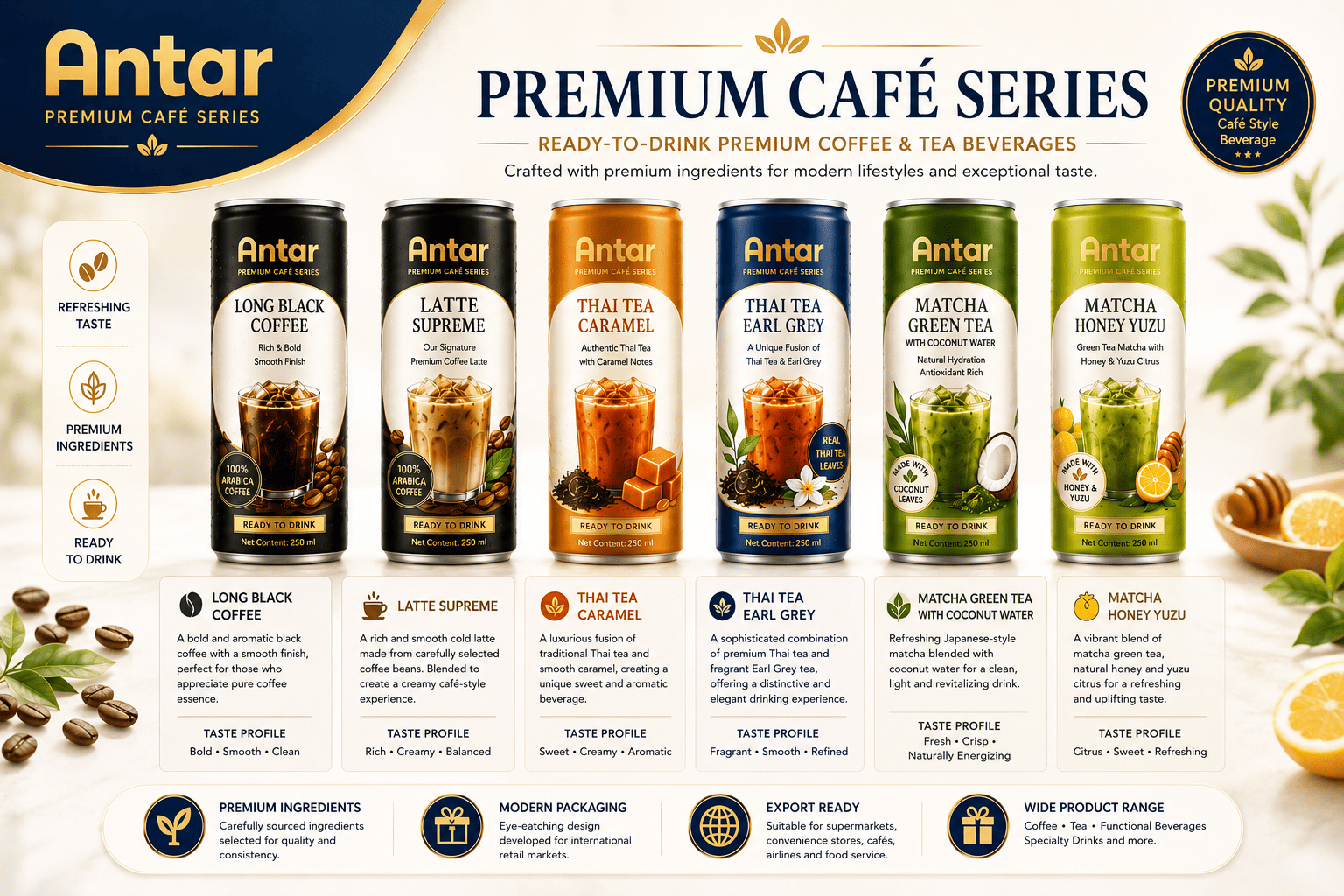Antar Premium Café Serie – trinkfertige Kaffee- und Teegetränke