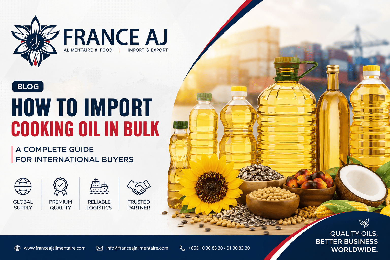 Proveedor de aceite de cocina a granel | France AJ Alimentaire
