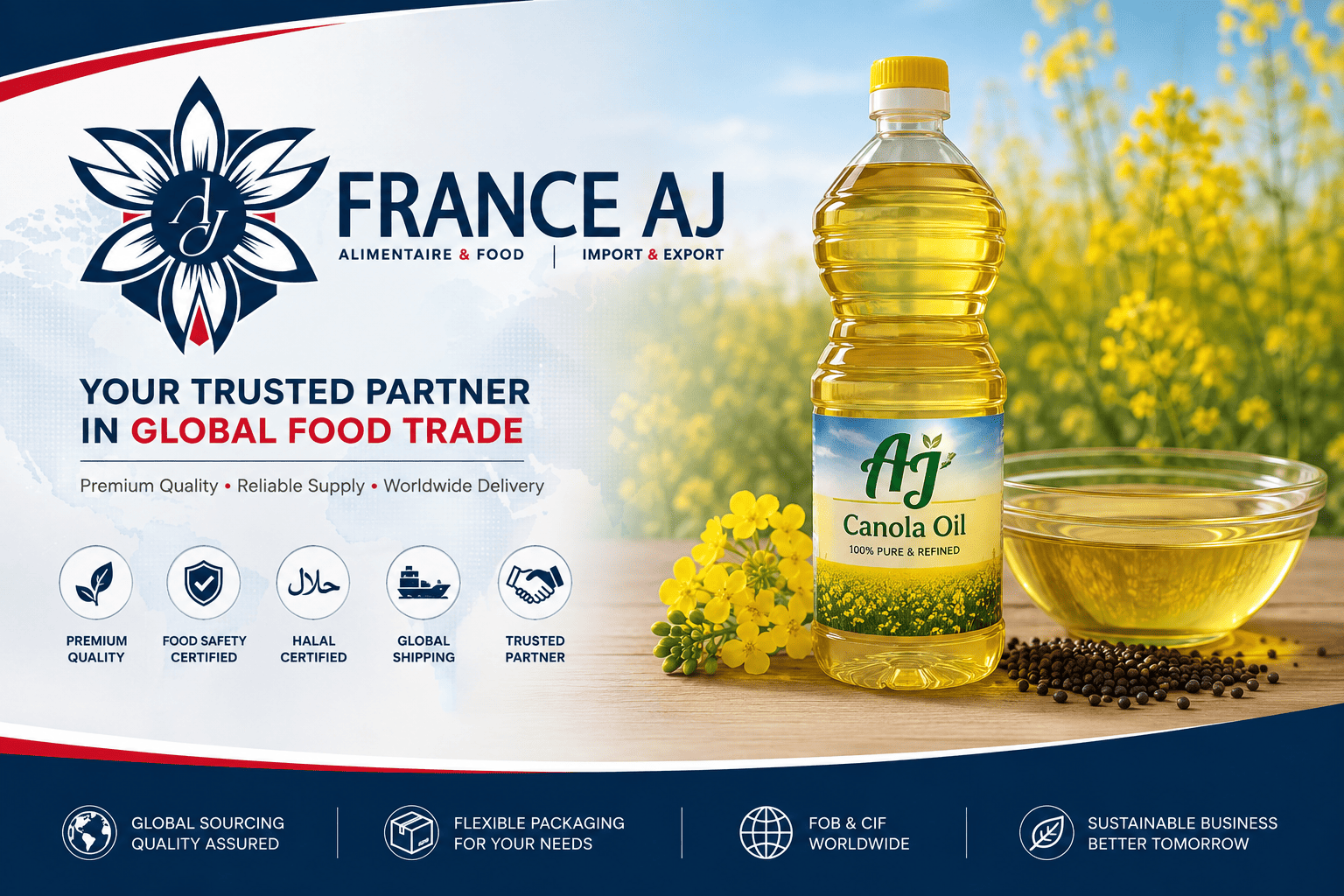 Proveedor Premium de Aceite de Canola Refinado - France AJ Alimentaire