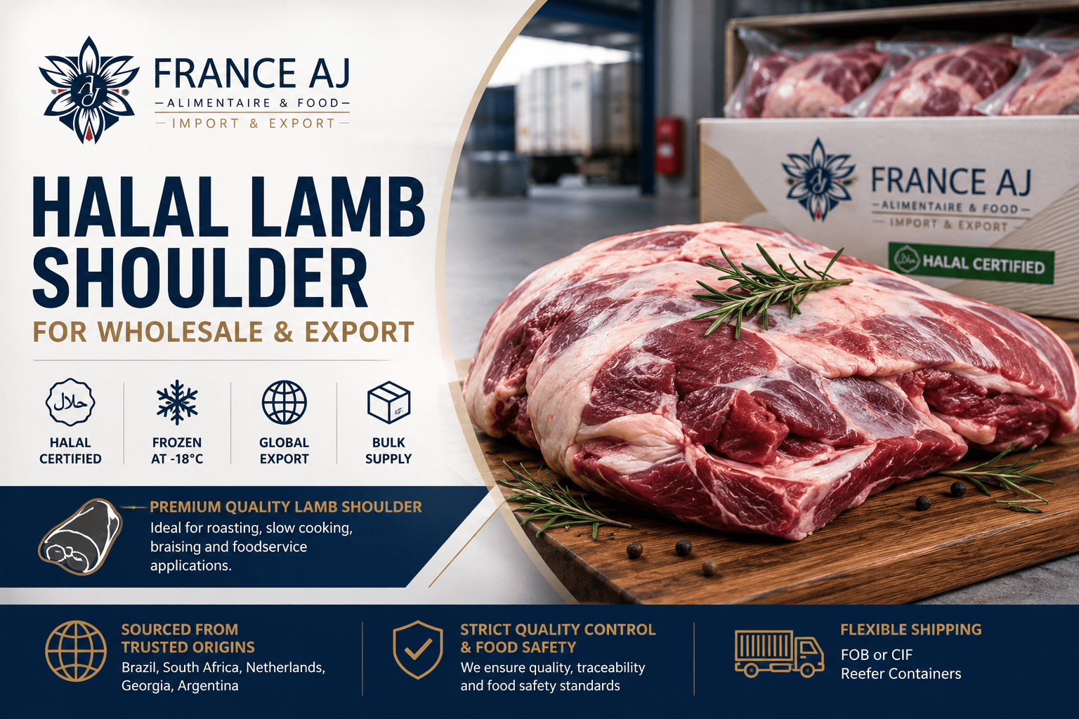 Paleta de cordero HALAL al por mayor y carne de cordero congelada para exportación internacional