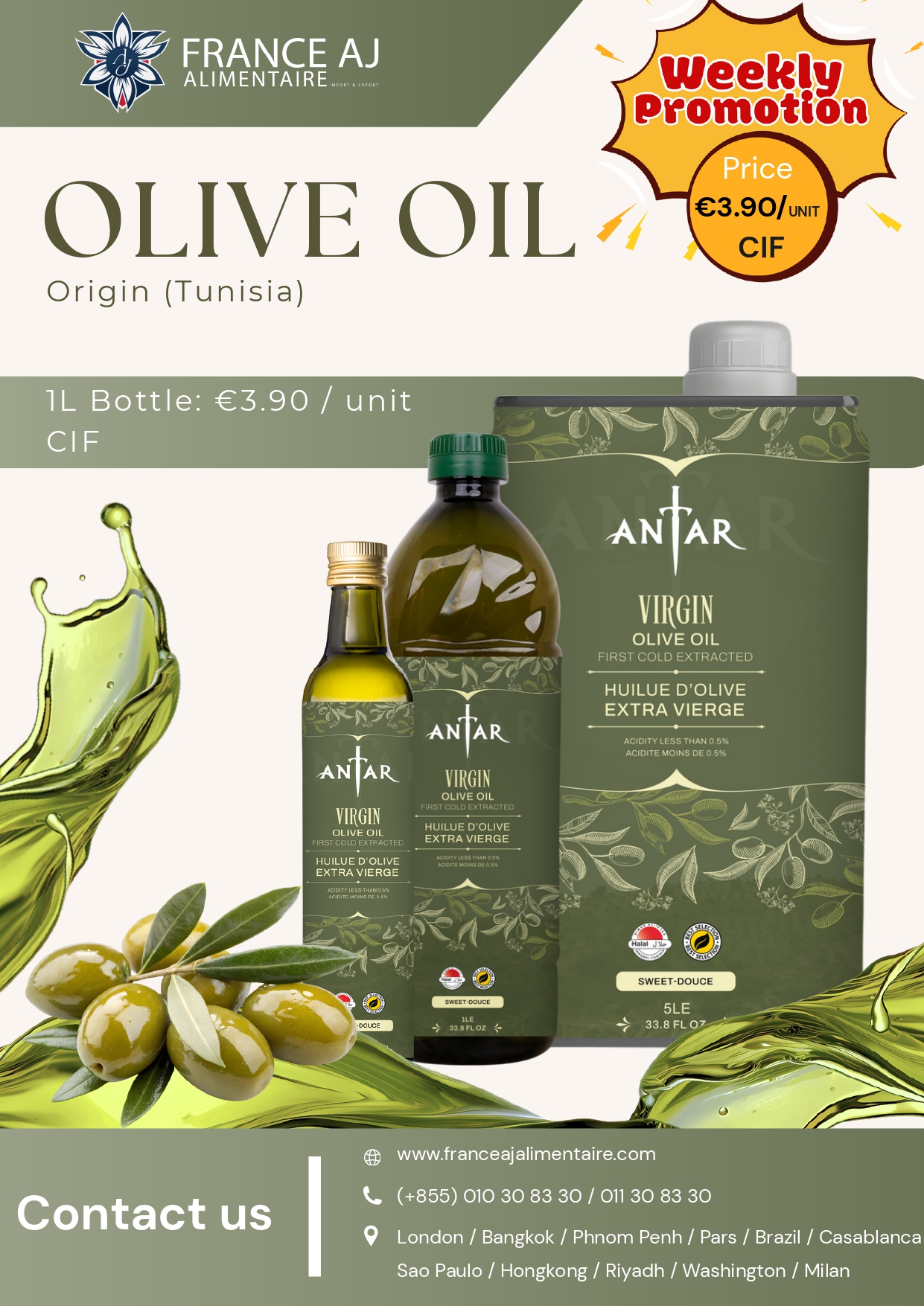Virgin Olive Oil Tunisia - France AJ Alimentaire