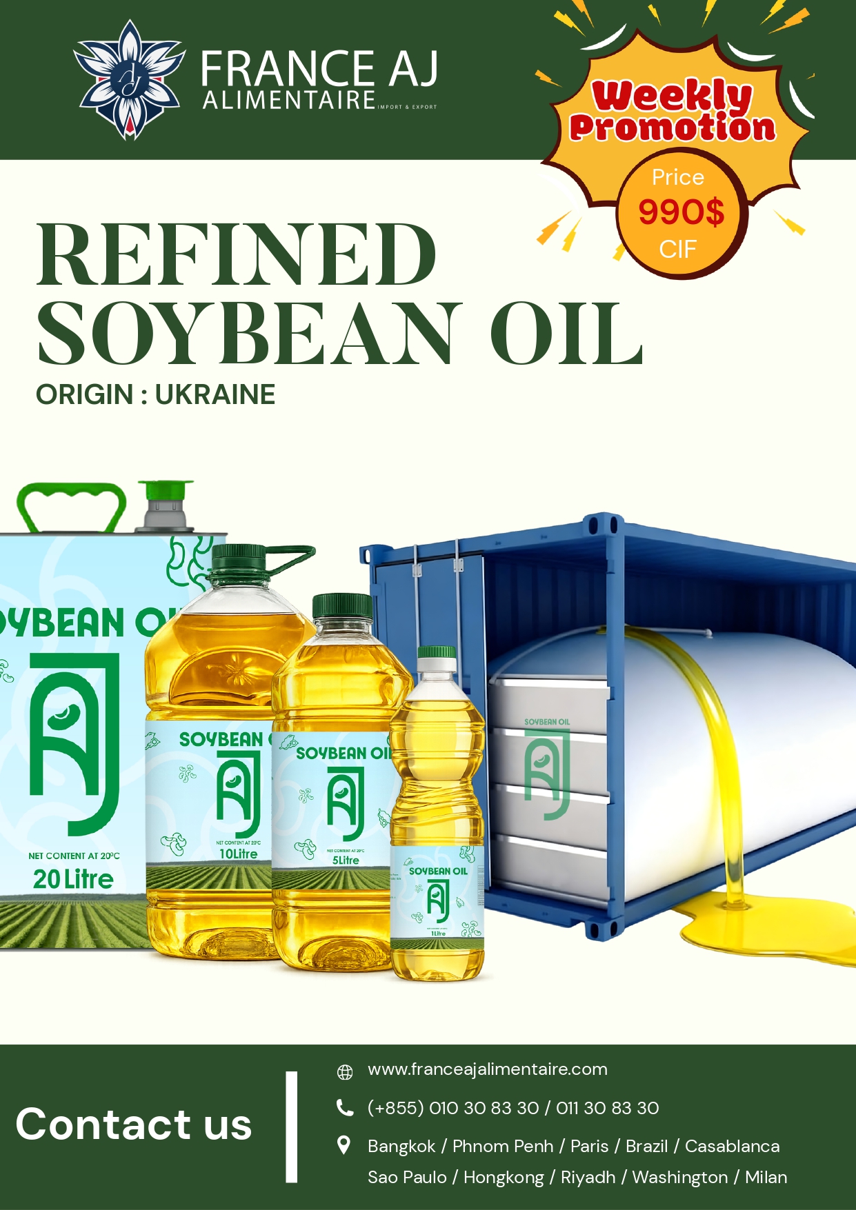 Óleo de Soja Refinado da Ucrânia - France AJ Alimentaire