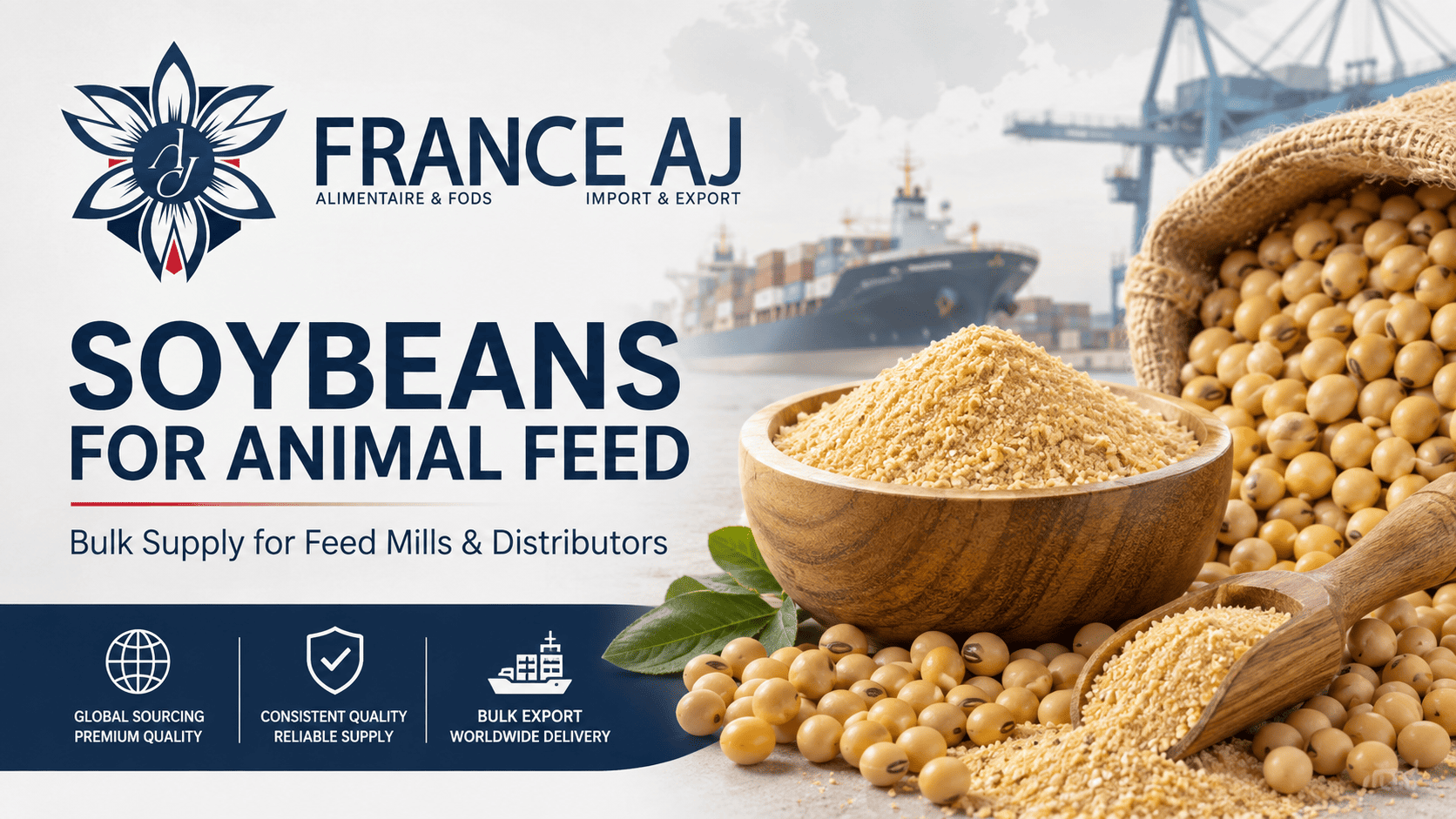 Soja para alimentación animal a granel y al por mayor para fábricas de piensos importadores y distribuidores