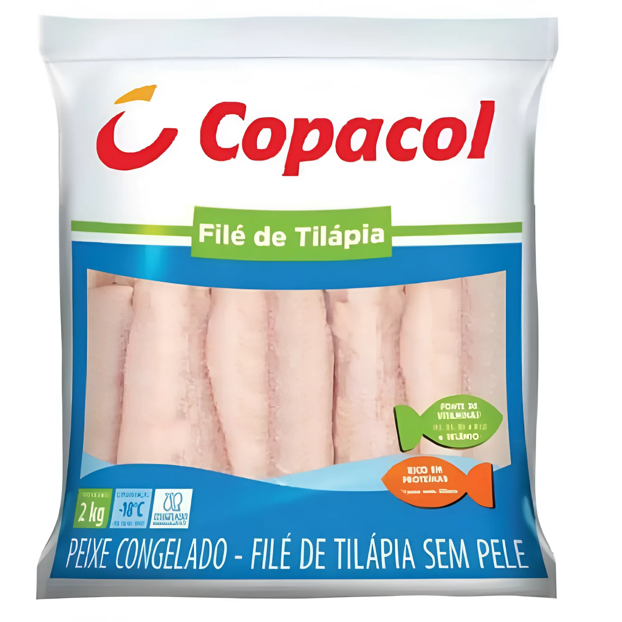 Filete de tilápia sem pele congelado Copacol