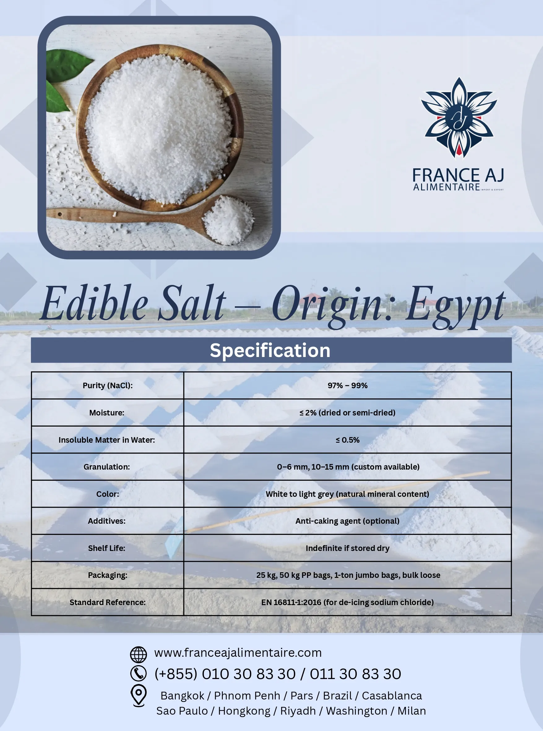 Edible Salt from Egypt: Reliable Food-Grade Supply for B2B