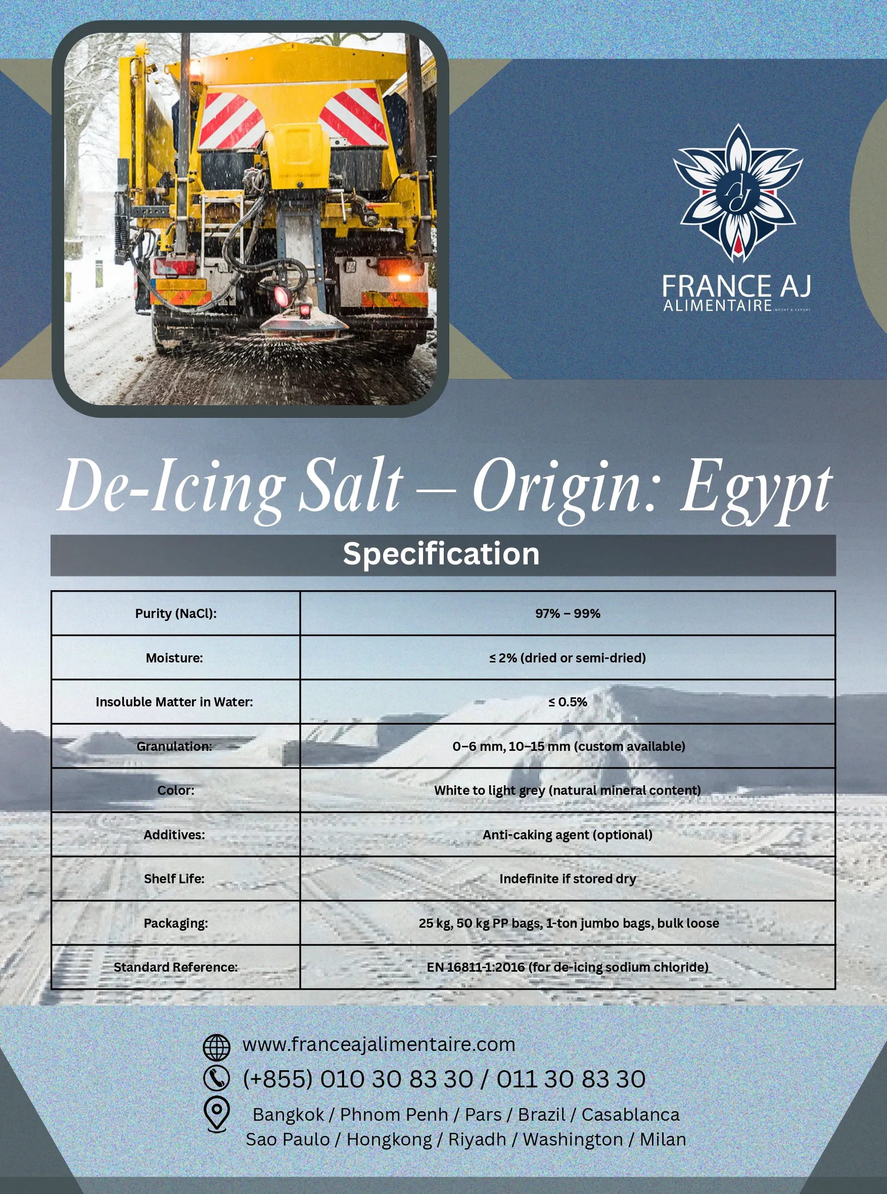De-Icing Salt from Egypt: Safe Winter Roads for Municipal & Industrial Buyers