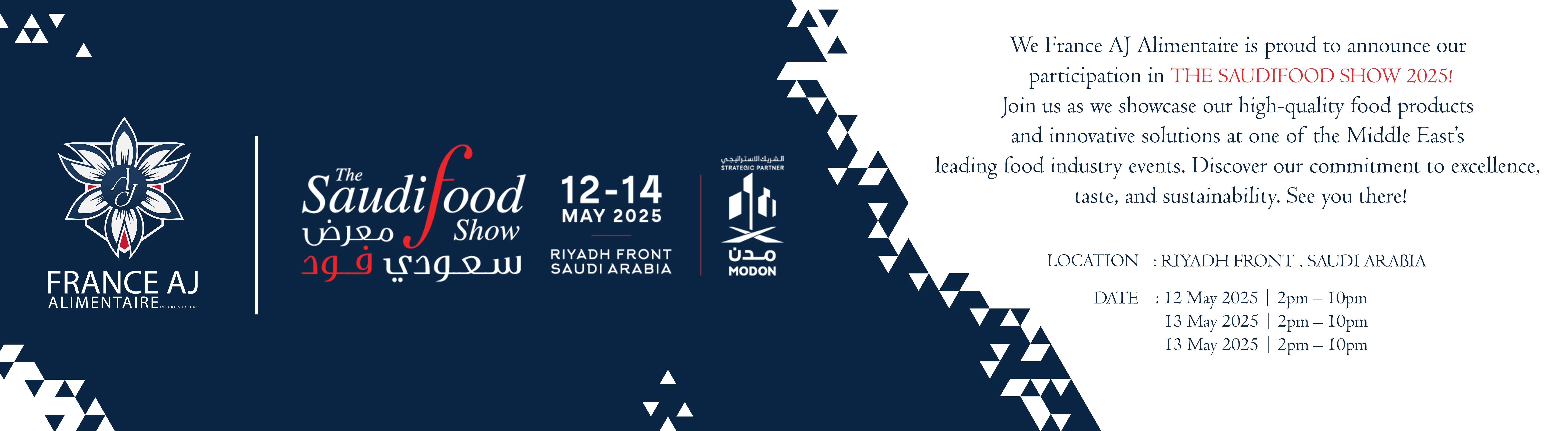 France AJ Alimentaire no Saudi Food Show 2025, Riade